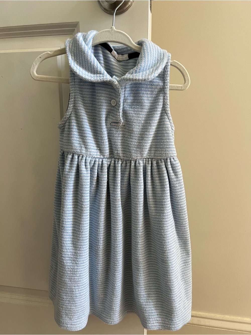 MINNOW Light Blue Striped Sleeveless Collar Dress for Girls